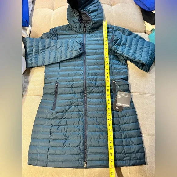 NWT $180 Eddie Bauer Microlight Traveler 650 Fill Down Parka Peacock Small - Picture 5 of 9